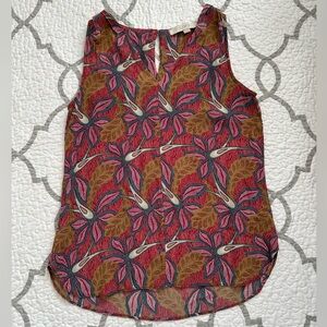Loft Sleeveless V-neck Floral Blouse Women’s Size XS